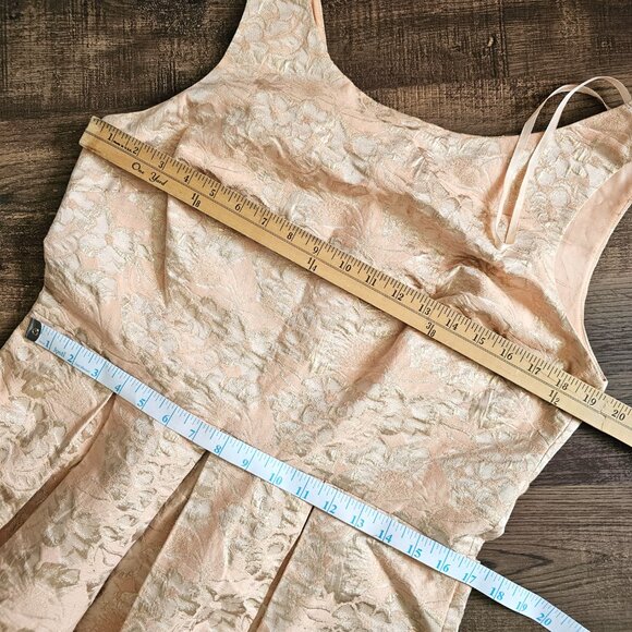 Eliza J Sleeveless V-Back Jacquard Tulip Bubble Dress, 14, Gold Peach Lurex - Picture 7 of 12